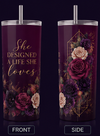 Dark Feminine full wrap tumbler design